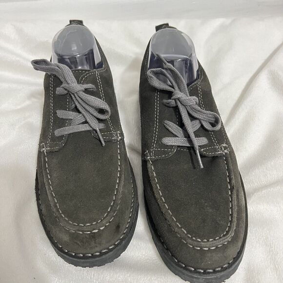 L.L. Bean Oxford Shoes Size 9.5 W Olive Green Suede Lace Career Loafer Leather main image 5